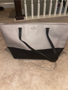 kate spade Two-Tone Black and Light Gray Colorblock Tote